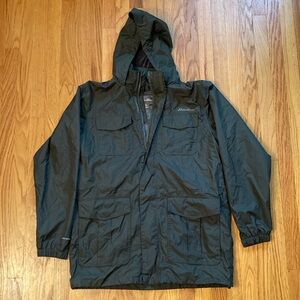 Eddie Bauer Rainfoil Parka - Army Green - Hooded Rain Jacket - Mens L Large
